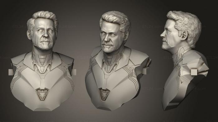 Busts and bas-reliefs of famous people (Tony Stark Bust (With Iron Man Armor From Avengers Endgame), BUSTC_1055) 3D models for cnc
