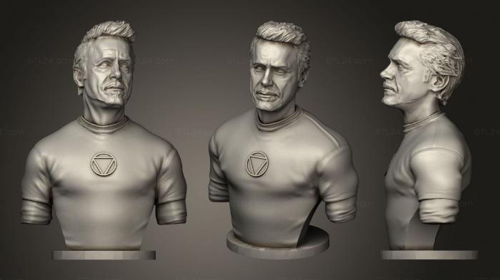 Busts and bas-reliefs of famous people (Tony Stark bust 2, BUSTC_1056) 3D models for cnc