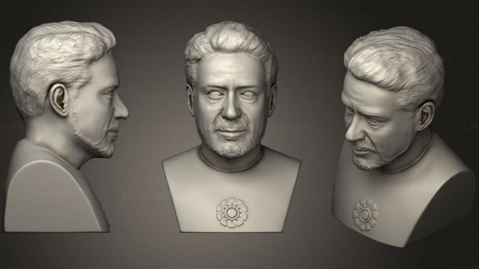 Busts and bas-reliefs of famous people (Tony Stark bust for full color, BUSTC_1057) 3D models for cnc