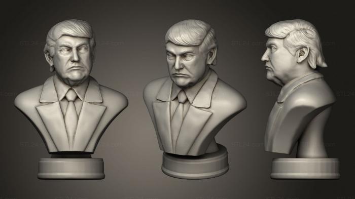 Busts and bas-reliefs of famous people (Trump solid fix bust, BUSTC_1060) 3D models for cnc