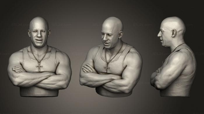 Busts and bas-reliefs of famous people (Vin Diesel bust 22, BUSTC_1069) 3D models for cnc