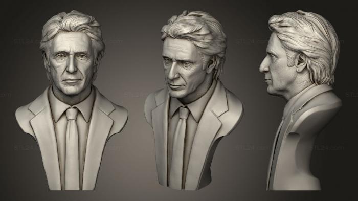 Busts and bas-reliefs of famous people (Al Pacino Bust, BUSTC_1082) 3D models for cnc