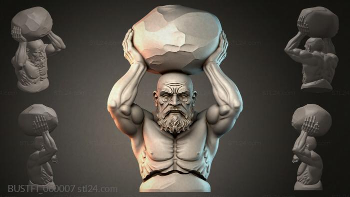 Бюсты фэнтези (Атлант Титан Небесного Свода, BUSTFI_000007) 3D модель для ЧПУ станка