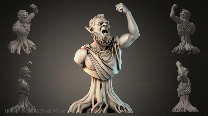 Бюсты фэнтези (Геракл Герой Двенадцати Подвигов, BUSTFI_000008) 3D модель для ЧПУ станка
