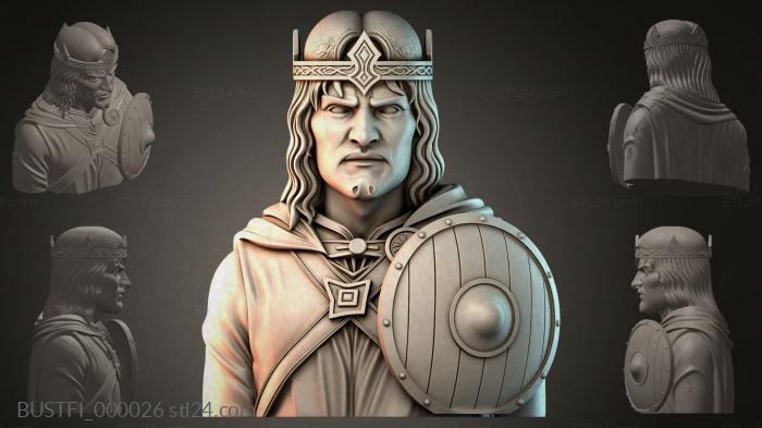 Бюсты фэнтези (Артур Король Круглого Стола, BUSTFI_000026) 3D модель для ЧПУ станка