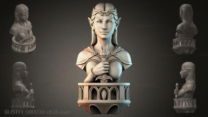 Бюсты фэнтези (Жрица Хранительница Башни Света, BUSTFI_000036) 3D модель для ЧПУ станка