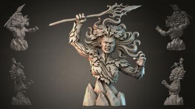 Fantasy busts Sculpture of a female warrior with a spear 3d model