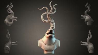 Fantasy busts Crocodile bust with tentacles 3d model