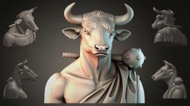 Fantasy busts Bust of a bull with horns 3d model