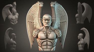Fantasy busts Bust of a warrior with wings 3d model