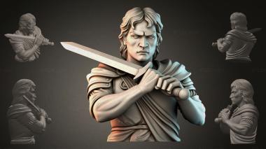 Fantasy busts Bust of a warrior with a sword 3d model