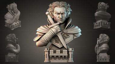 Fantasy busts Bust of a warrior with a sword 3d model