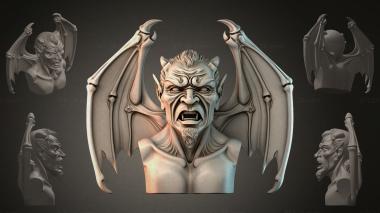 Fantasy busts Demonic bust with wings 3d model