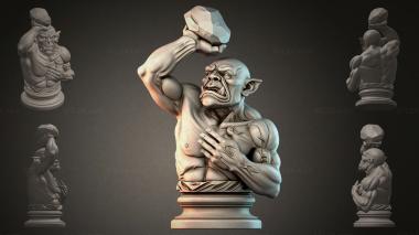 Fantasy busts Orc with a stone 3d model