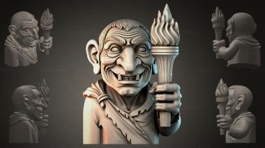 Fantasy busts Goblin with a Torch 3d model