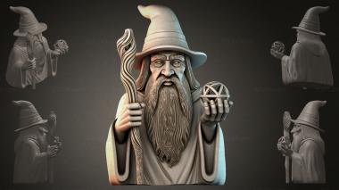 Fantasy busts Mage with a Staff 3d model