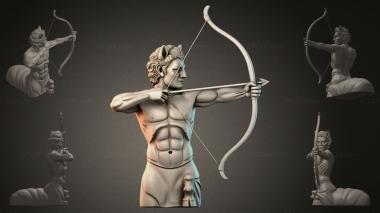 Fantasy busts Statue of an archer with a bow 3d model