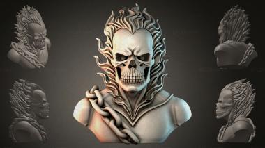 Fantasy busts Skull bust with chain 3d model
