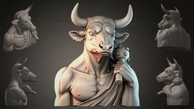 Fantasy busts Bust of a bull with a staff 3d model