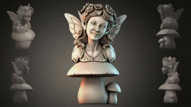 Fantasy busts Bust of a Fairy with Mushrooms 3d model