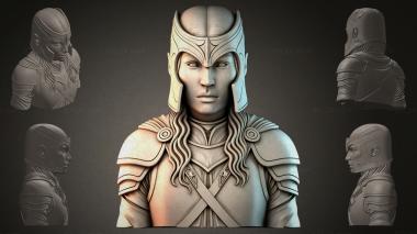 Fantasy busts Bust of a warrior in a helmet 3d model