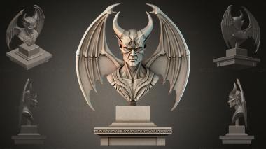 Fantasy busts Demon bust with wings 3d model