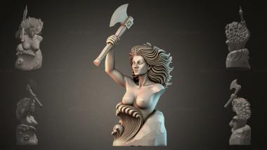 Fantasy busts Bust of a woman with an axe 3d model