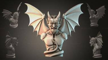 Fantasy busts Demon bust with wings 3d model
