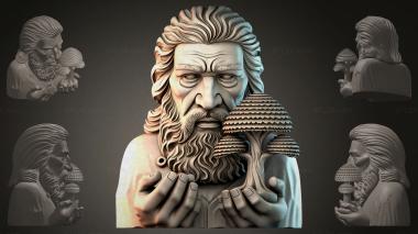 Fantasy busts Bust of a man with mushrooms 3d model