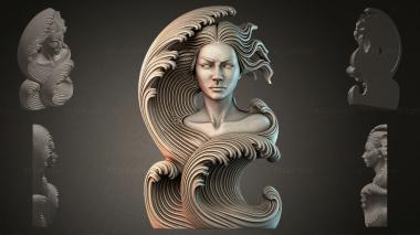 Fantasy busts Bas-relief of a female face 3d model