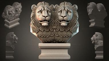 Fantasy busts Twin Lion Heads 3d model