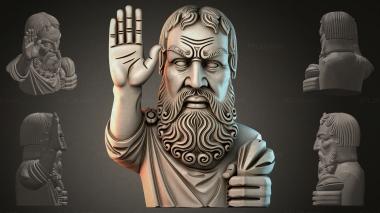 Fantasy busts Bust of Zeus with raised arm 3d model