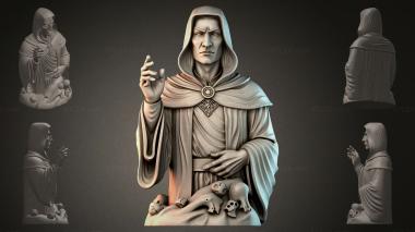 Fantasy busts Hooded Mage Sculpture 3d model