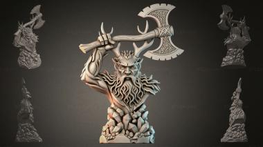Fantasy busts Bust of a god with an axe 3d model