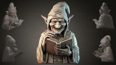 Fantasy busts Goblin with a Book 3d model