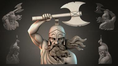 Fantasy busts Bust of a warrior with an axe 3d model