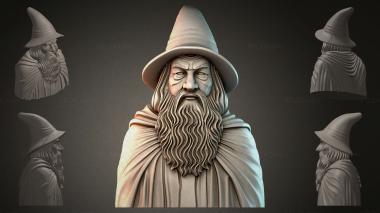 Fantasy busts Sculpture of a Wizard 3d model