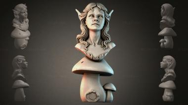 Fantasy busts Bust of a mushroom elf 3d model
