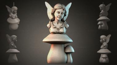 Fantasy busts Bust of a fairy with a mushroom 3d model