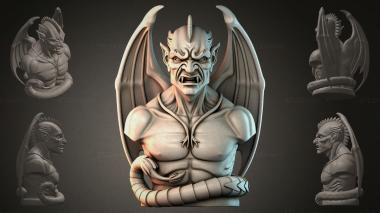 Fantasy busts Demon bust with wings 3d model
