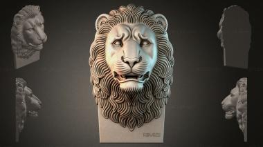 Fantasy busts Lions head relief 3d model