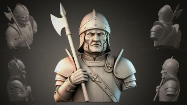 Fantasy busts Bust of a warrior with a halberd 3d model