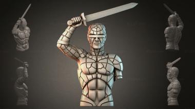 Fantasy busts Bust of a knight with a sword 3d model