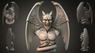 Fantasy busts Demon bust with wings 3d model