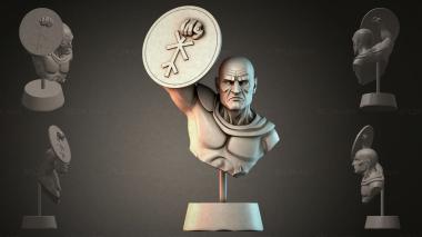 Fantasy busts Bust of a warrior with a shield 3d model