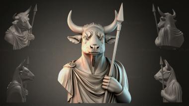 Fantasy busts Bust of a bull with a spear 3d model