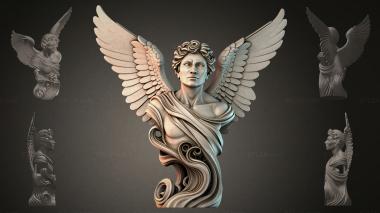 Fantasy busts Bust of an angel with wings 3d model