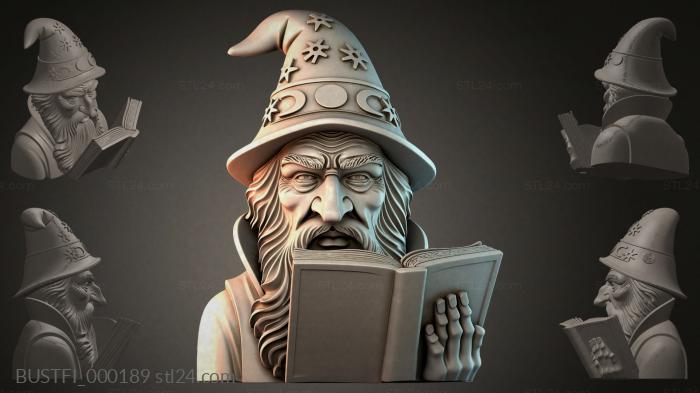 Sculpture of a wizard with a book 3d STL model