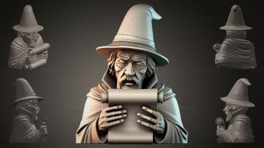 Fantasy busts Wizard with a Scroll 3d model