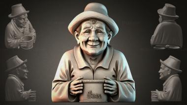 Fantasy busts Sculpture of an old man with a barrel 3d model